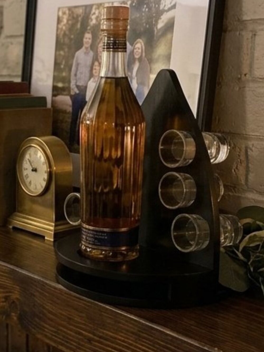 Wooden Shot Glass Display Server & Decanter Caddy Set